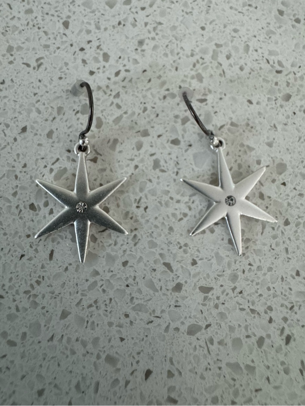 Silver Starburst Drop Earrings